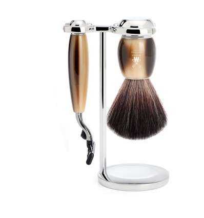 Set de Afeitado Clásico de Mühle - Línea Vivo Resina - Brocha Sintética y Maquinilla Mach 3 - comprar online elivelimenshop