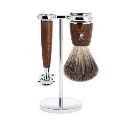 Set de Afeitado Clásico Mühle - Línea Rytmo Madera - Brocha de Tejón Gris y Maquinilla Clásica - comprar online elivelimenshop
