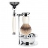 Set de Afeitado Clásico Mühle - Línea Sophist Porcelana - Brocha de Tejón, Maquinilla Cabezal Mach3