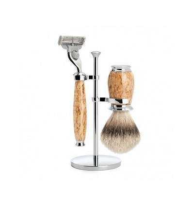 Set de Afeitado Clásico Mühle - Línea Purist Madera de Abedul - Brocha de Tejón, Maquinilla Mach 3 - comprar online elivelimensh