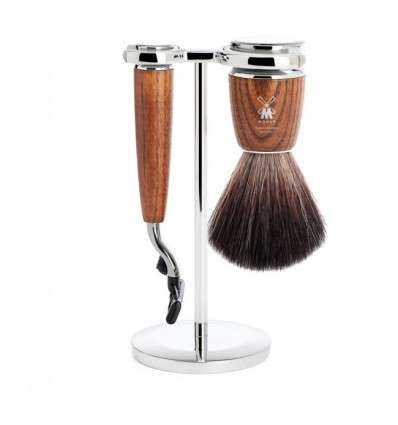Set de Afeitado Clásico Mühle - Línea Rytmo Madera - Brocha Sintética y Maquinilla Mach 3 - comprar online elivelimenshop